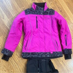 Women's Pink and Black Ski Jacket